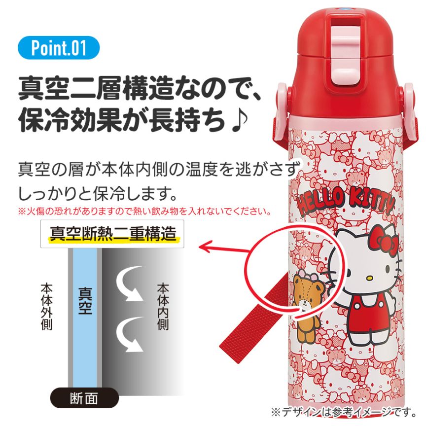 超軽量ダイレクトステンレスボトル 580ml ハローキティ うしろうしろ