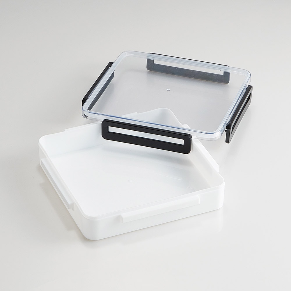 スーパーオーバル海苔全形保存容器3個.ウェーブ角型大レンジ専用容器