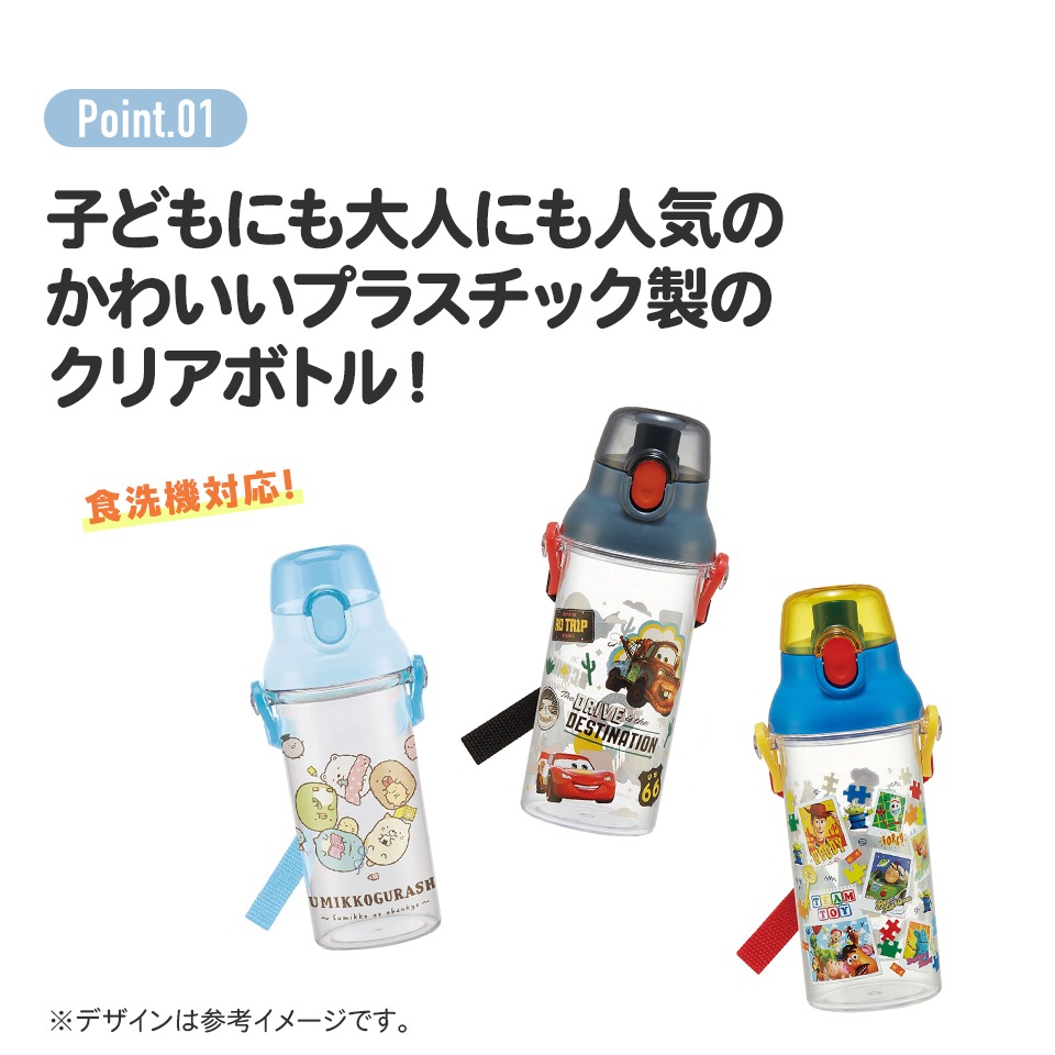 食洗機対応プラクリアボトル 480ml ディノサウルス ピクチャ