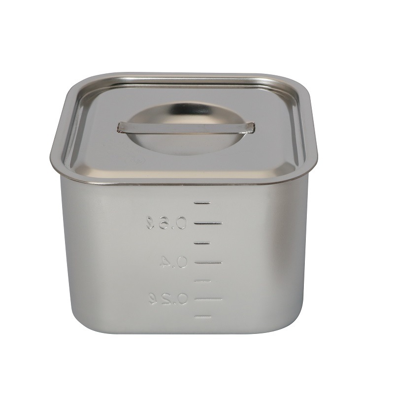 HACCP】【NSF】18-8 浅型角キッチンポット 目盛付 1.9L SH-4214