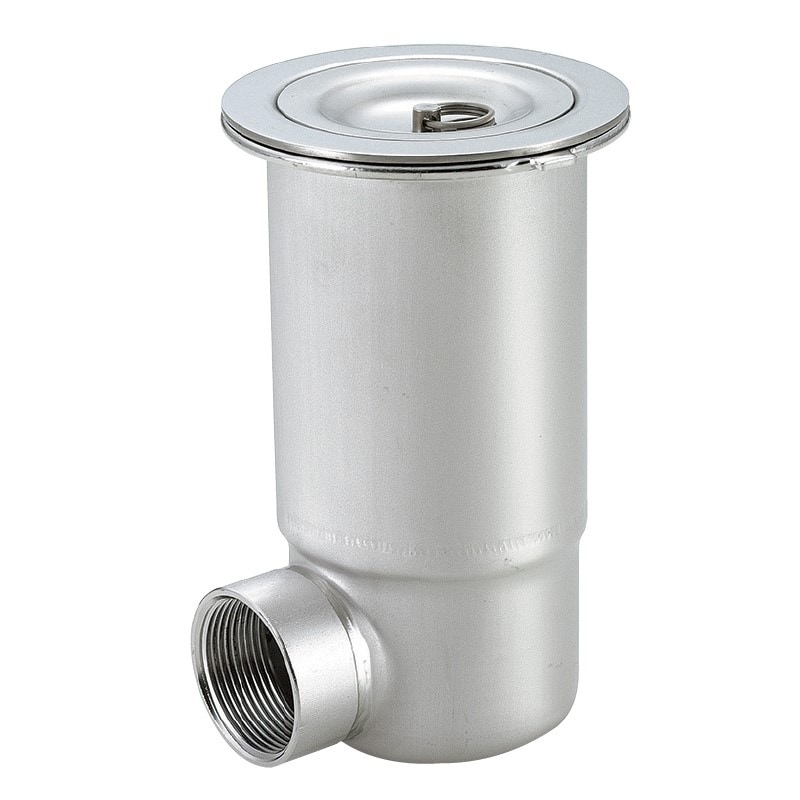 販売終了】小型横排水トラップ ステンレス製 G1-1/2内ネジ TO-312