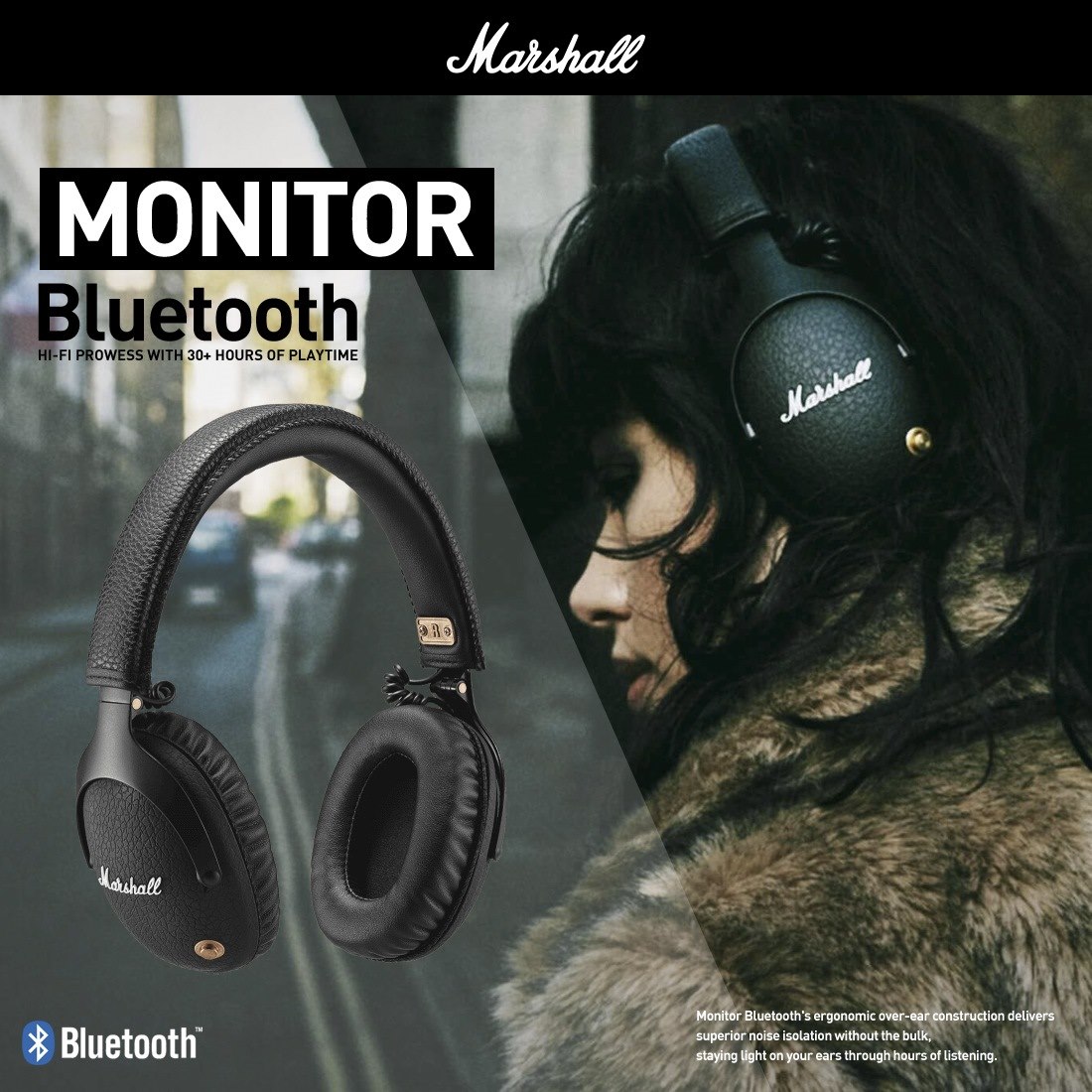 【新品・未使用】Marshall Monitor Bluetooth Marshall（マーシャル） ワイヤレスヘッドホン MONITOR III A.N.C