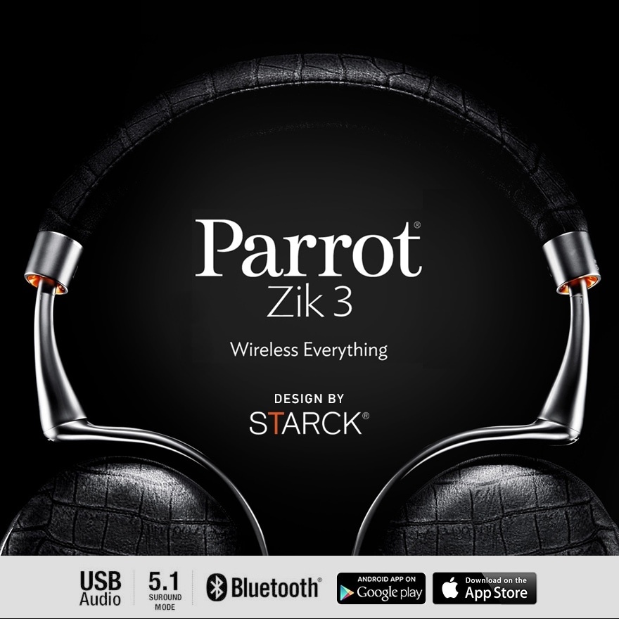 Parrot Zik ワイヤレスヘッドフォン ワイヤレス充電対応でUSB DAC内蔵のBluetoothヘッドホン「Parrot Zik 3