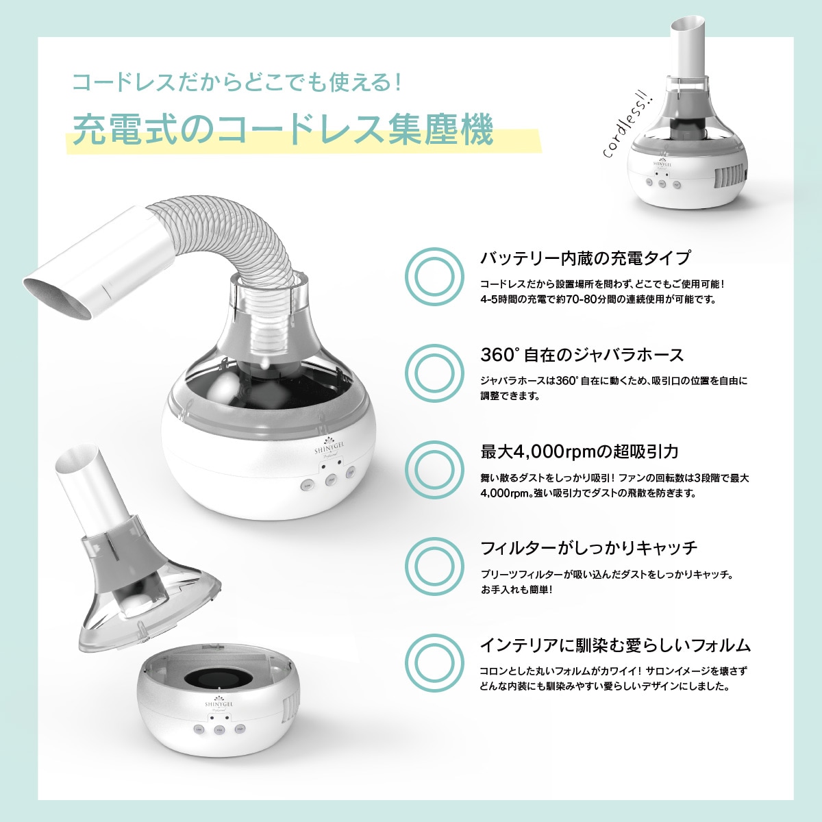 シャイニージェルプロフェッショナル コードレスダストコレクター