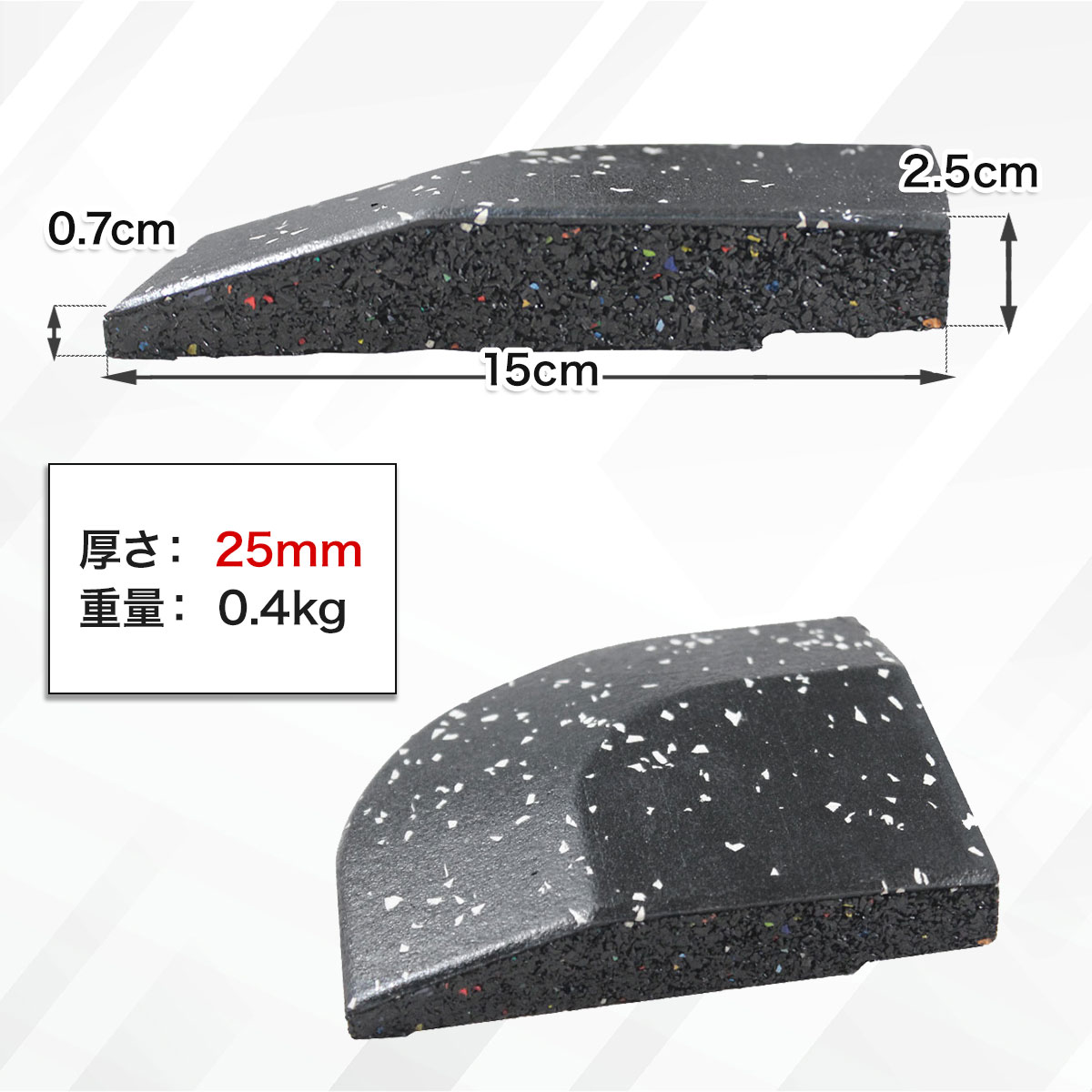 四隅材 ゴムマット ジムマット 25mm 衝撃吸収 防音 防振 ホームジム 筋