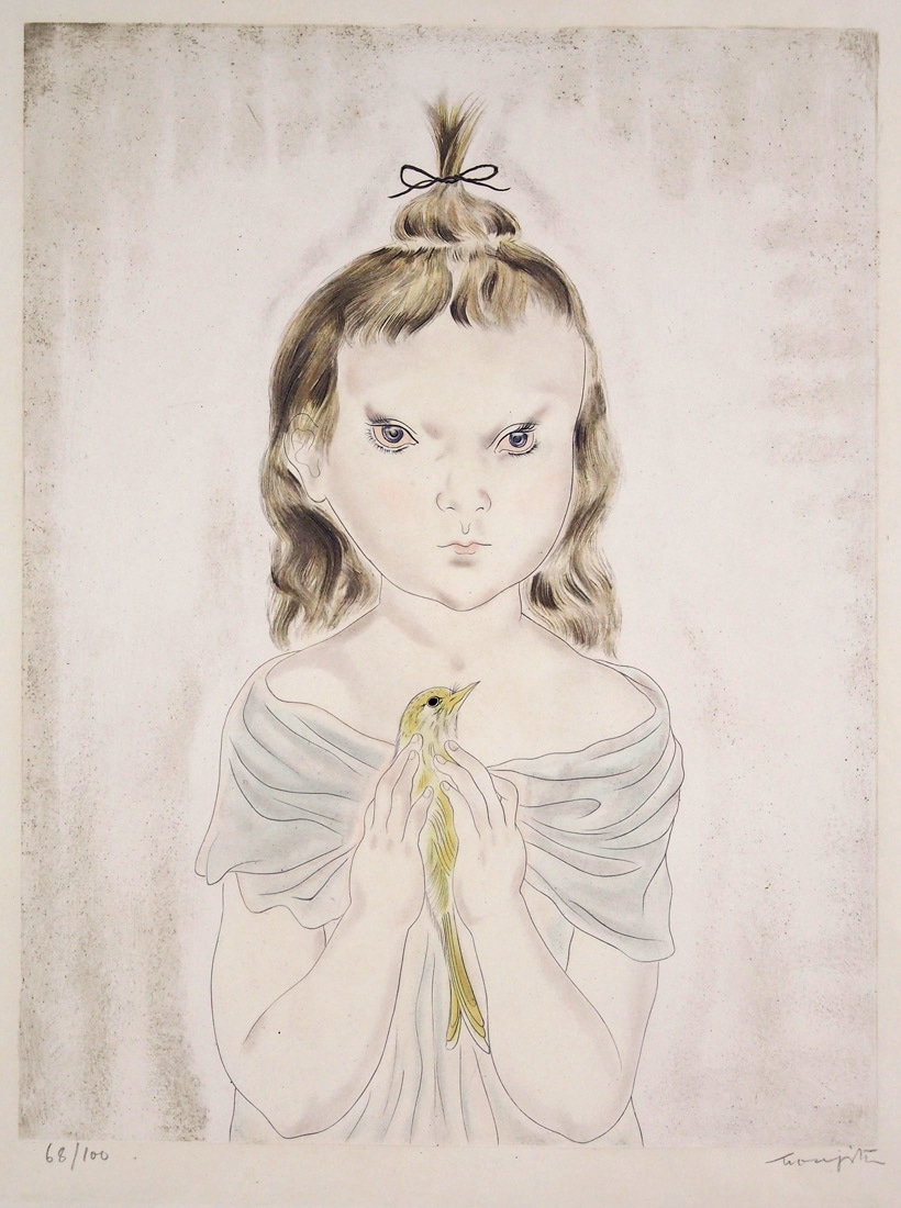 藤田嗣治 「小鳥を抱く少女」 | | アトリエ・ブランカ