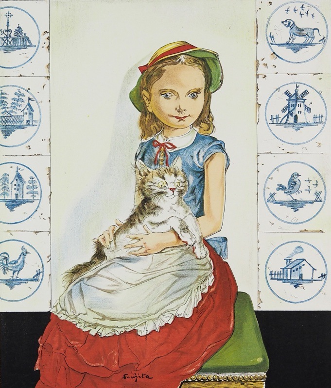 藤田嗣治 「猫を抱いて座る少女」 ポスター | | アトリエ・ブランカ