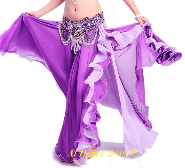 新着 ベリーダンス 衣装 スカート フリル スリット スカート 全10色