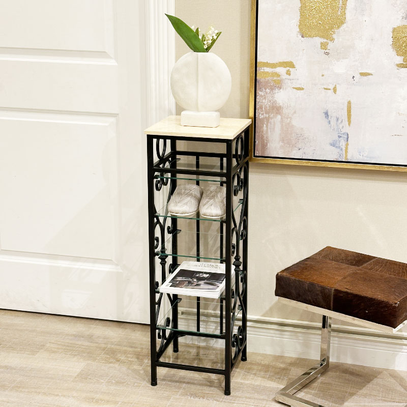 アイアン×大理石のスリッパラック / アンティーク調 6足収納