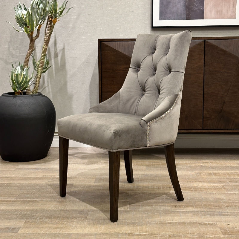 ダイニングチェア グレー ベロア素材 2脚セット | 全ての商品
