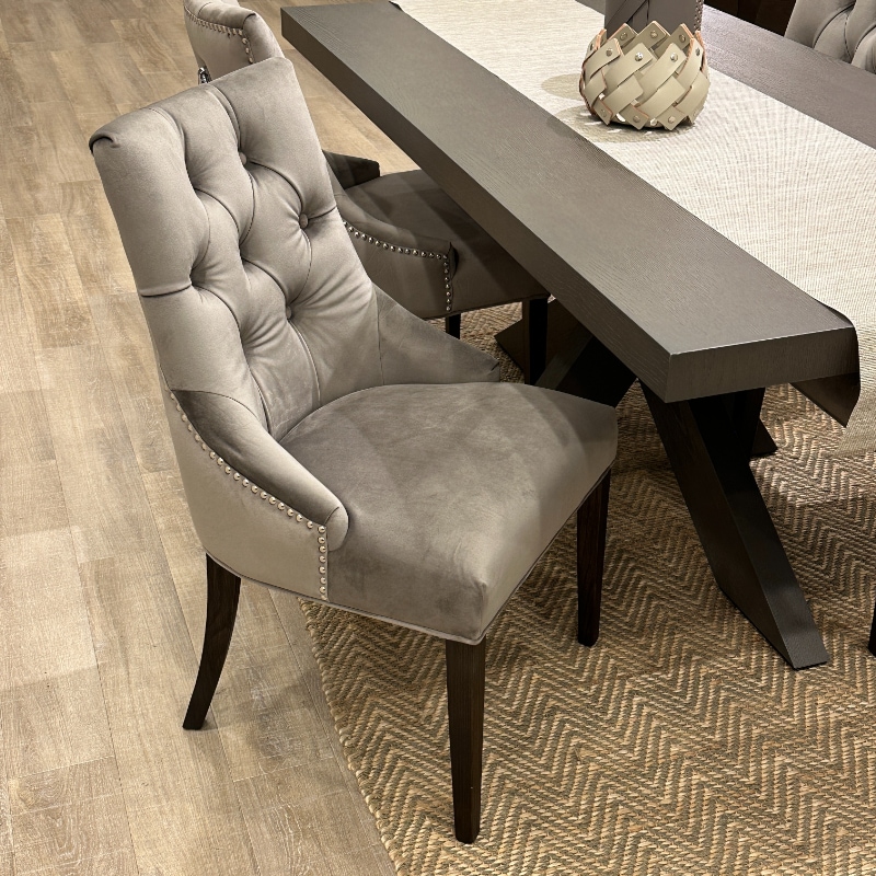 ダイニングチェア グレー ベロア素材 2脚セット | 全ての商品