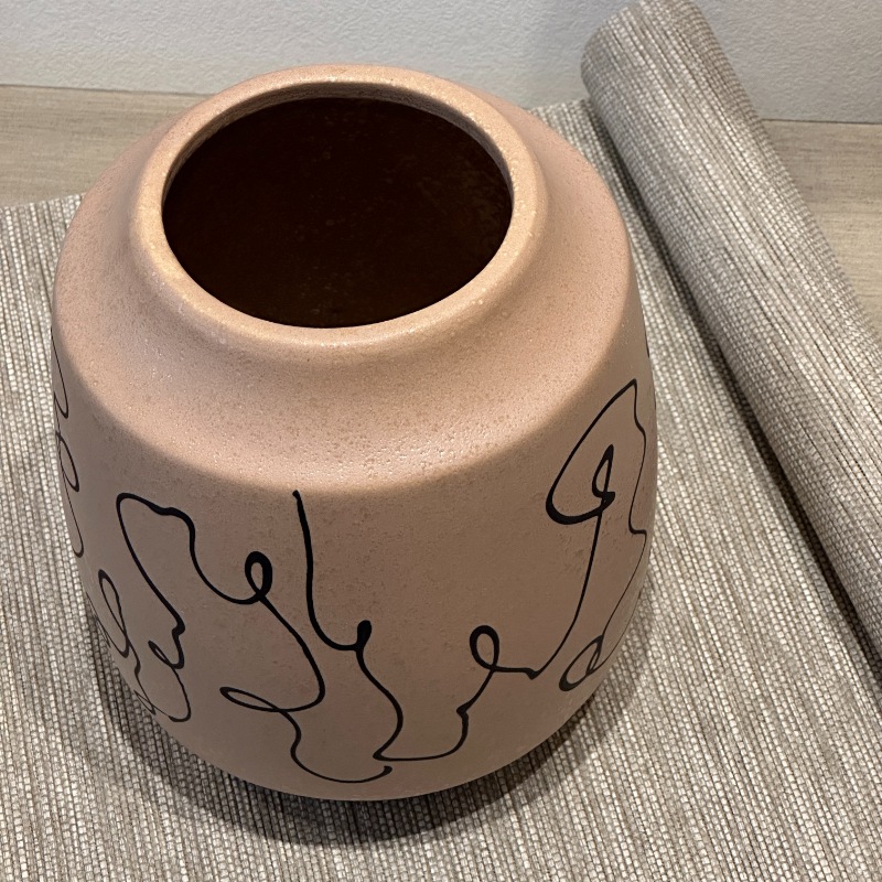セラミックフラワーベース ベージュ×ブラックライン φ16