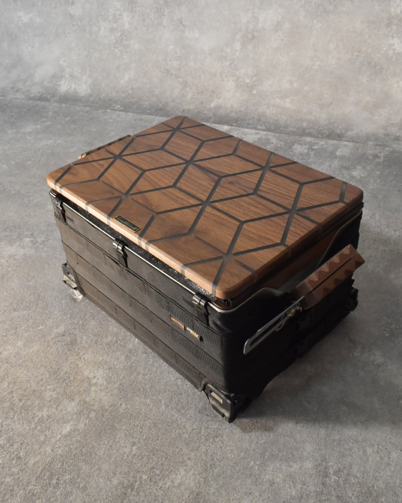 シェルフコンテナ25天板レール付き 三脚天板 ウォールナット＆レジン