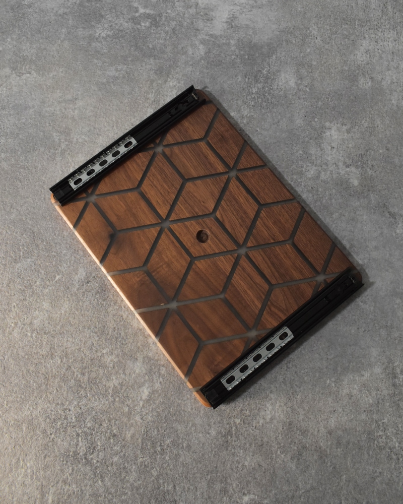 シェルフコンテナ25天板レール付き 三脚天板 ウォールナット＆レジン