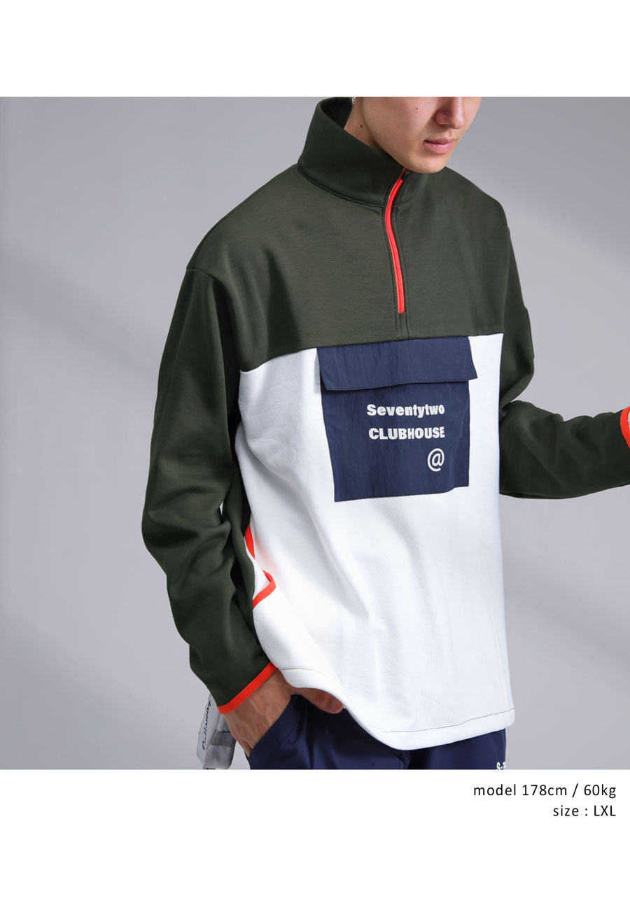 ANTIQUA GOLF×STCH 配色プルオーバー 送料無料・再入荷 メール便不可