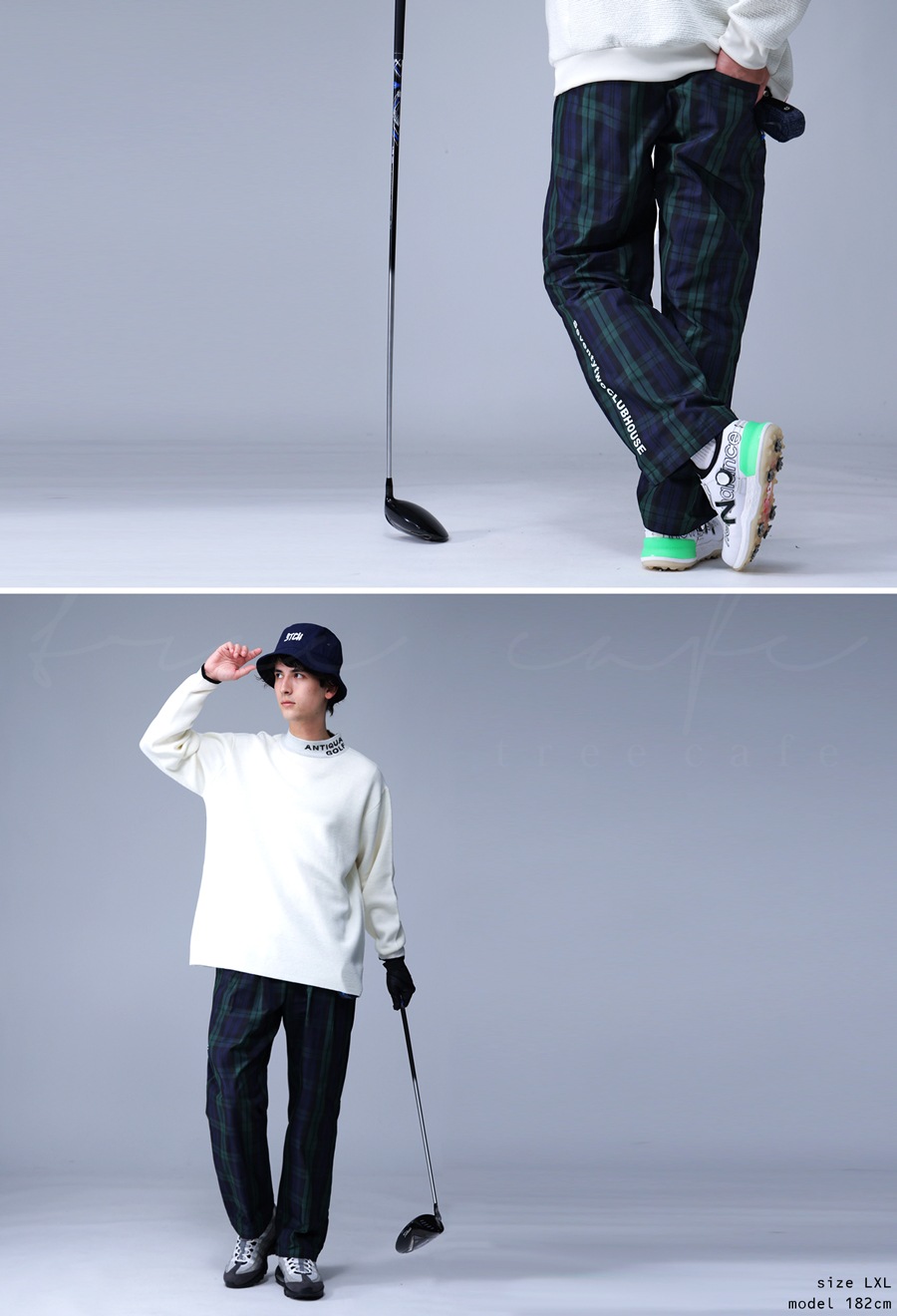 再入荷予定有!ANTIQUA GOLF×STCH チェックパンツ メンズ 送料無料・再