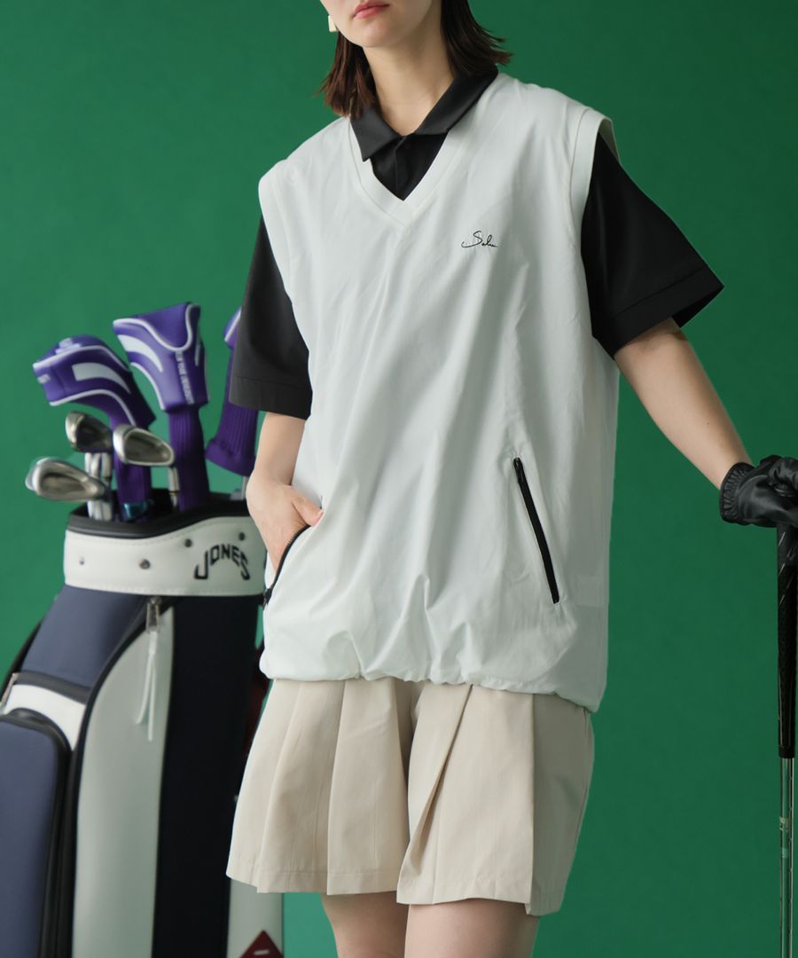 ベスト レディース Vネック ロゴ刺繍入り ゴルフ 送料無料・(80)メール