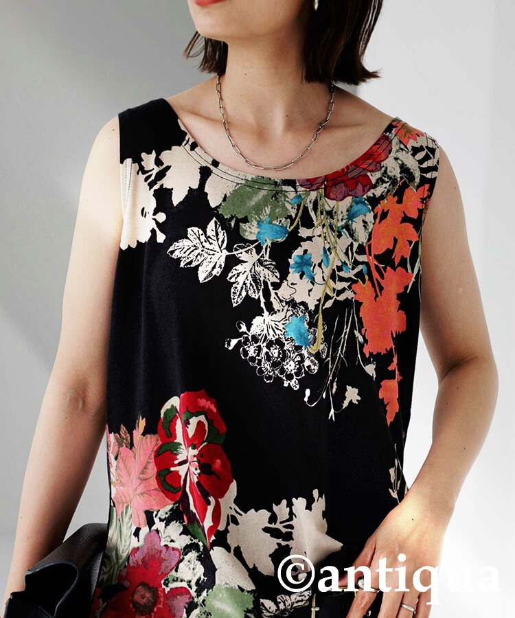 花柄デザインタンク タンクトップ レディース トップス 花柄・(30