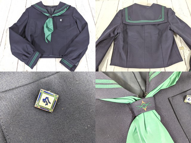 c55 東京都 二松学舎大学附属高校 校章付き冬服・中間服セーラー服+