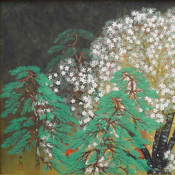 横山大観「夜桜（左隻）」＜額装＞｜エンディショップ【公式通販】