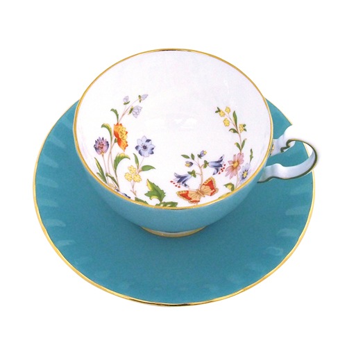 コテージガーデン ティーカップ＆ソーサー オーバン ターコイズ