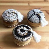 バリ島雑貨 ソカシ／蓋つき小物入れ／ビーズのソカシ／バンブー