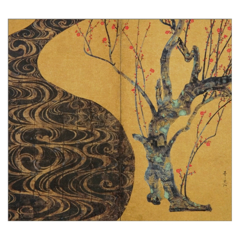 ミニ色紙〈国宝 紅白梅図(紅梅図)〉尾形光琳京都便利堂オンラインショップ