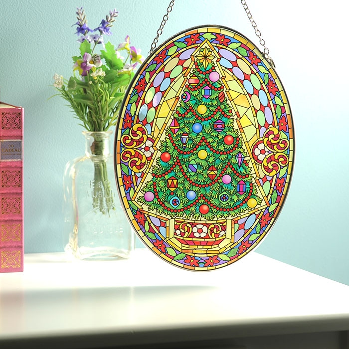 ステンドグラス サンキャッチャー おしゃれ Vintage Christmas 42528LO