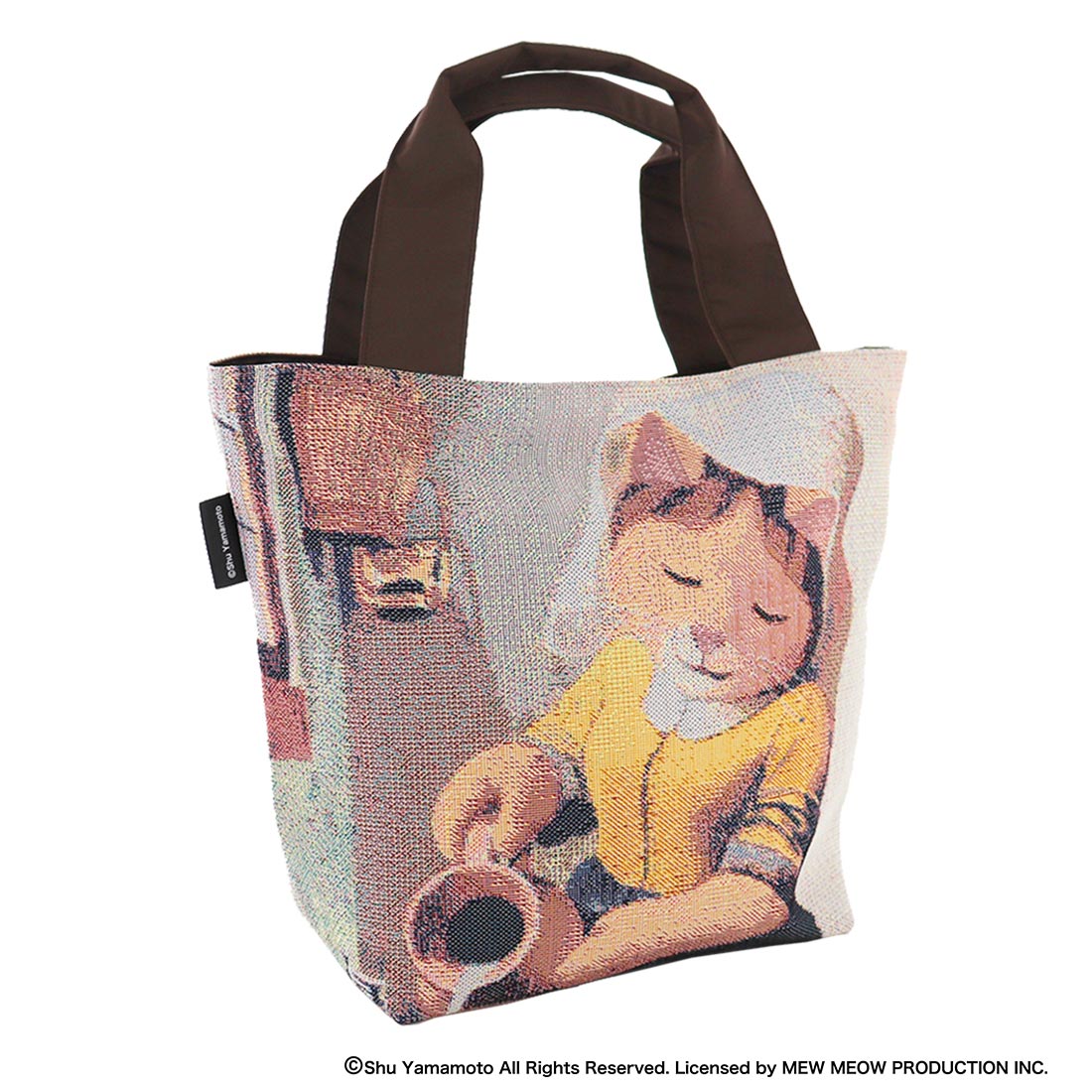 送料無料】キャットアート ゴブラン織 トートバッグ 「牛乳を注ぐメス