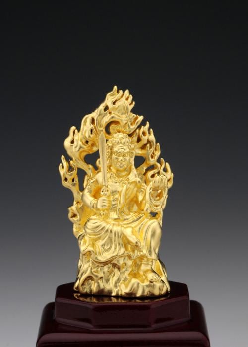 仏像】不動明王 - 純金製 ケース付き | 日本の手技,純金製御仏像