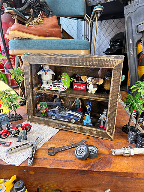 レトロウッド ガラス コレクションケース フロントオープン