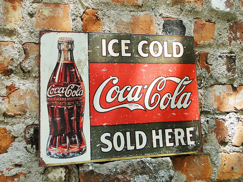 コカ・コーラ ブリキ看板 （コンツアーボトル アンティーク）の通販