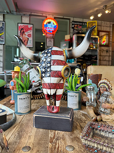 アメリカンフラッグ スカル スタンドオブジェ ウエスタン 星条旗の通販