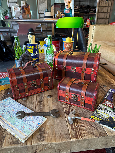 海賊宝箱 アンティークトランクケース 3個セット （ヴィンテージレッド