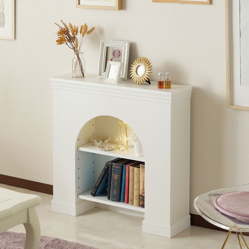 マントルピース ホワイト 可動棚付き 71×20×70cm｜ベッド・マットレス