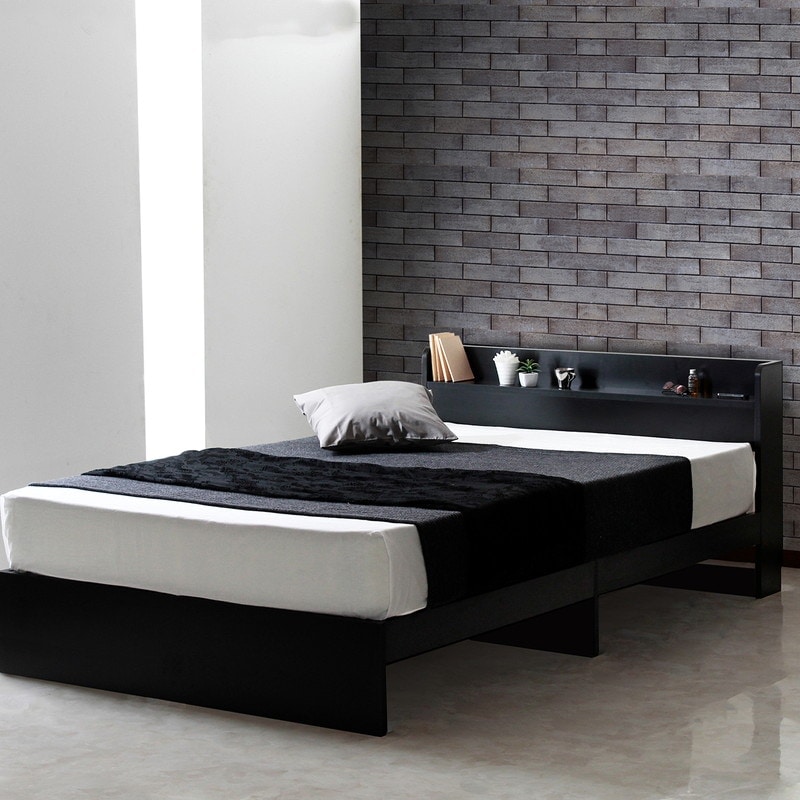 セミダブル】ヘッドボード付き ベッド/ラテ【Latte】Mスペースデザイン