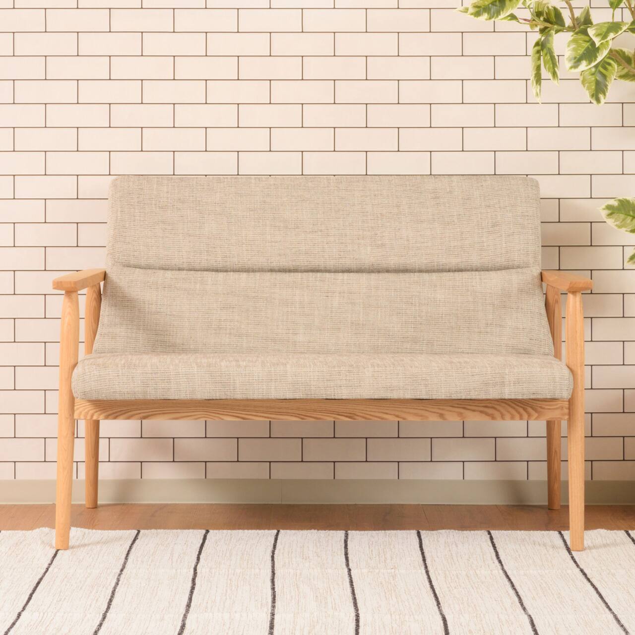 2人掛け】北欧風 天然木 ダイニングソファ / リズ｜ベッド・マットレス