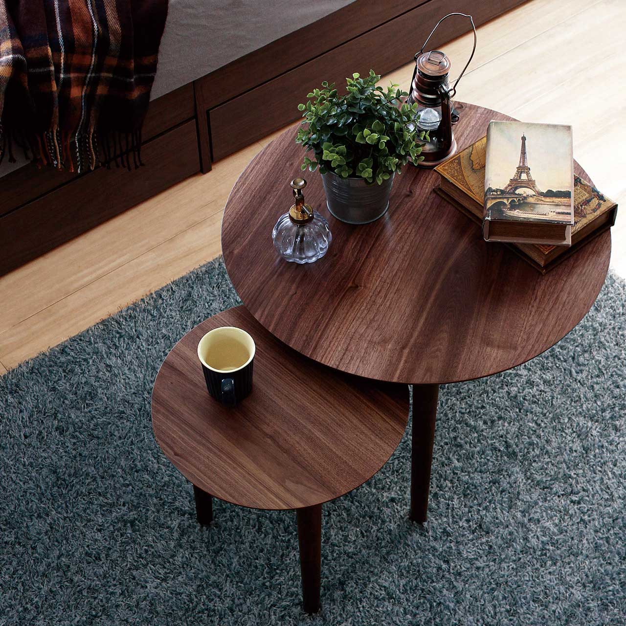 ネストテーブル ラウンド型 【TOMTE】トムテ｜ベッド・マットレス