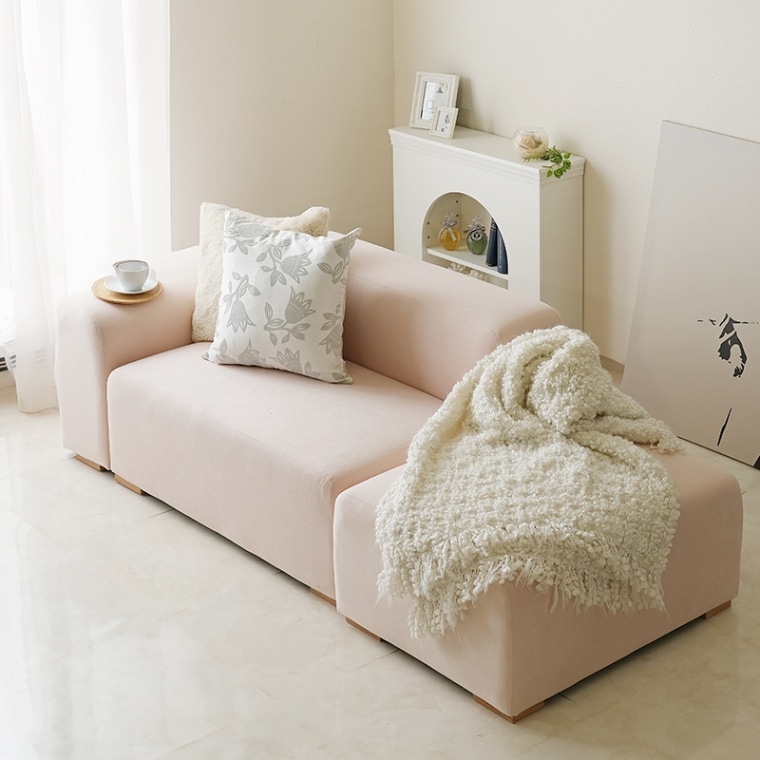 2人掛け＋オットマンセット】組合せ自由のファブリックソファ / モーブ