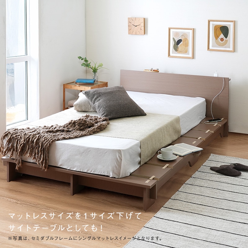 セミダブル】すのこ仕様で通気性抜群！簡単10分組立て!『ネジを使わ