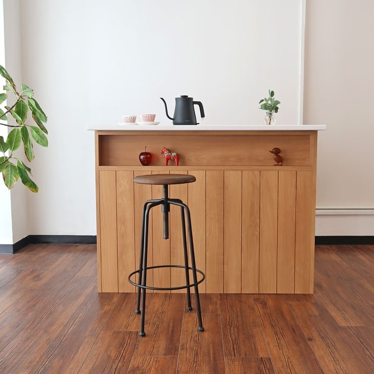 キッチンカウンター 幅120cm オーク材 日本製 バーカウンター 店舗
