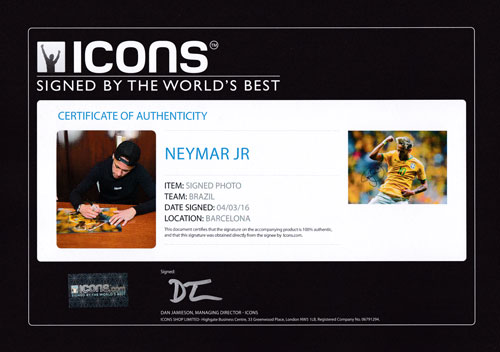 ネイマール Jr. 直筆サインフォト 2014 ワールドカップ カメルーン戦