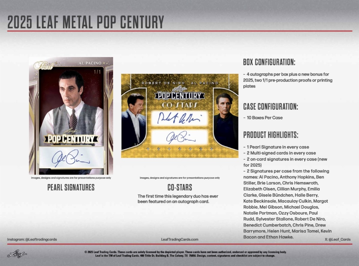 2025 Leaf Metal Pop Century Trading Cards Box 4/25入荷！ ｜カード