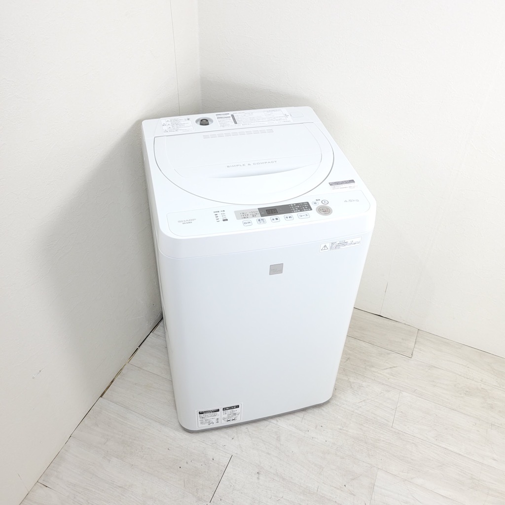 中古 4.5kg 全自動洗濯機 シャープ ES-G4E5-KW 2018年製 一人暮らし