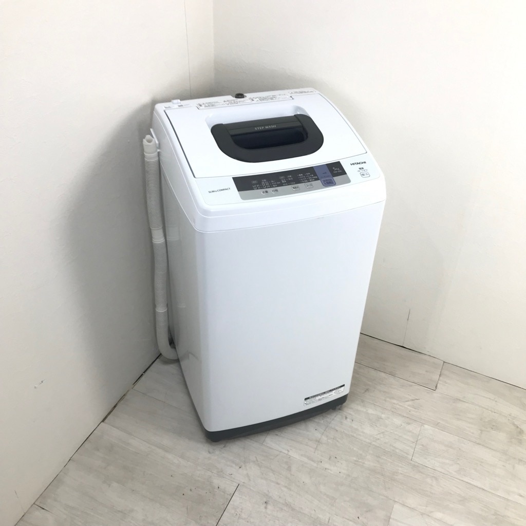 中古 高年式 5.0kg 全自動洗濯機 ピュアホワイト 日立 NW-50C 2019年