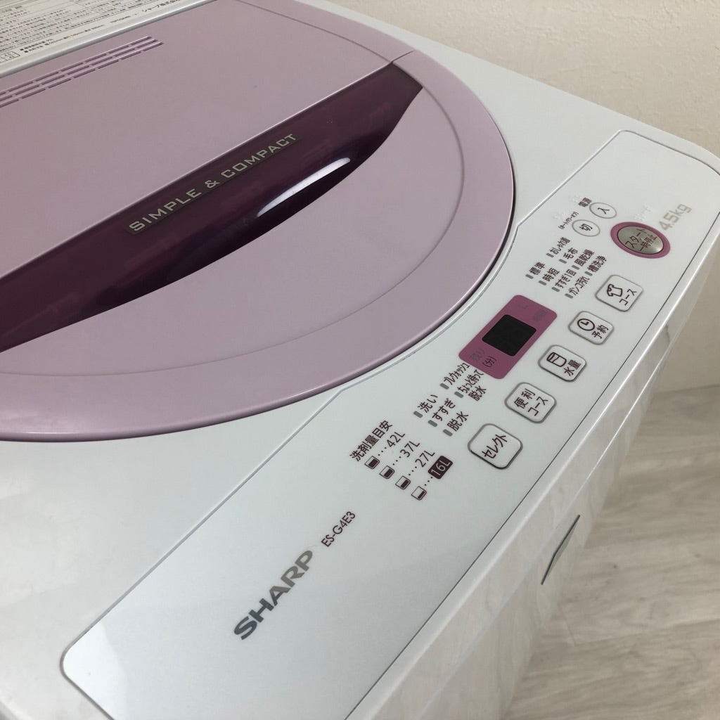 中古 4.5kg 全自動洗濯機 シャープ 送風乾燥機能 ES-G4E3-KP 2016年
