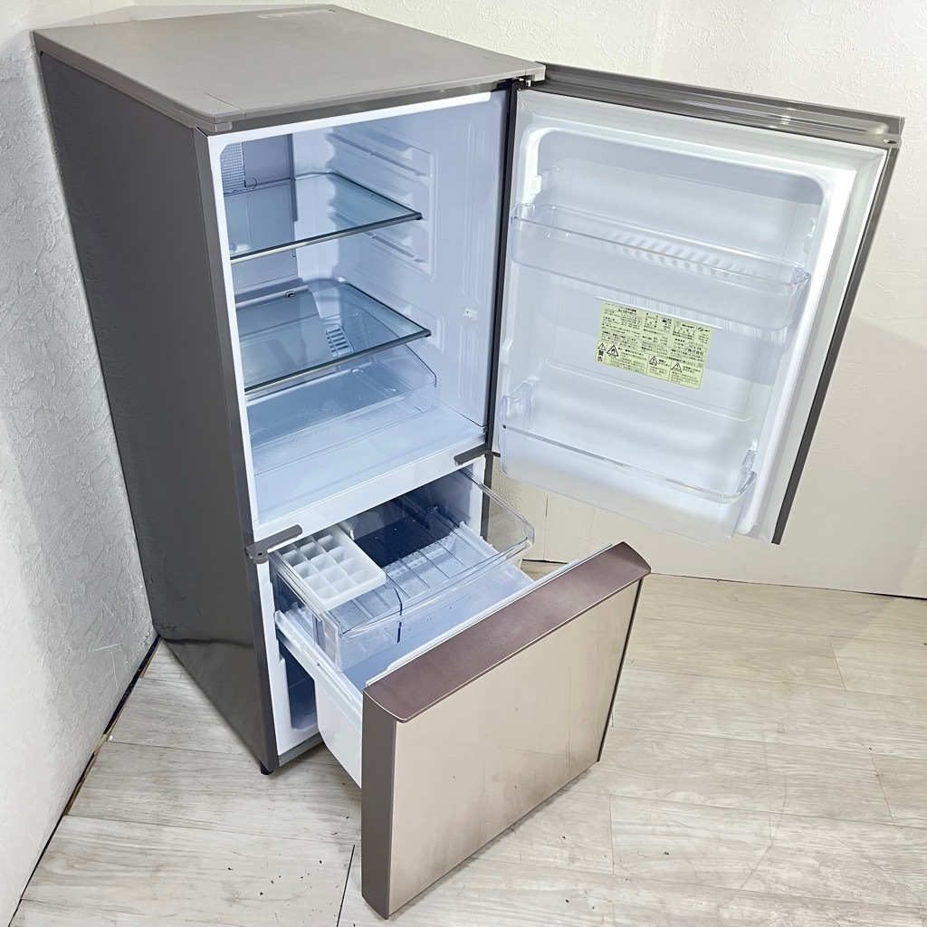 中古 137L ガラスドア 2ドア冷蔵庫 シャープ SJ-GD14D-C 2018年製
