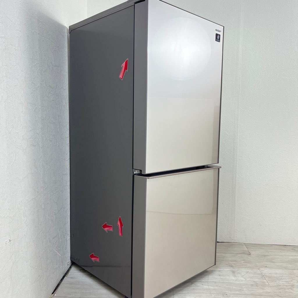 中古 137L ガラスドア 2ドア冷蔵庫 シャープ SJ-GD14D-C 2018年製
