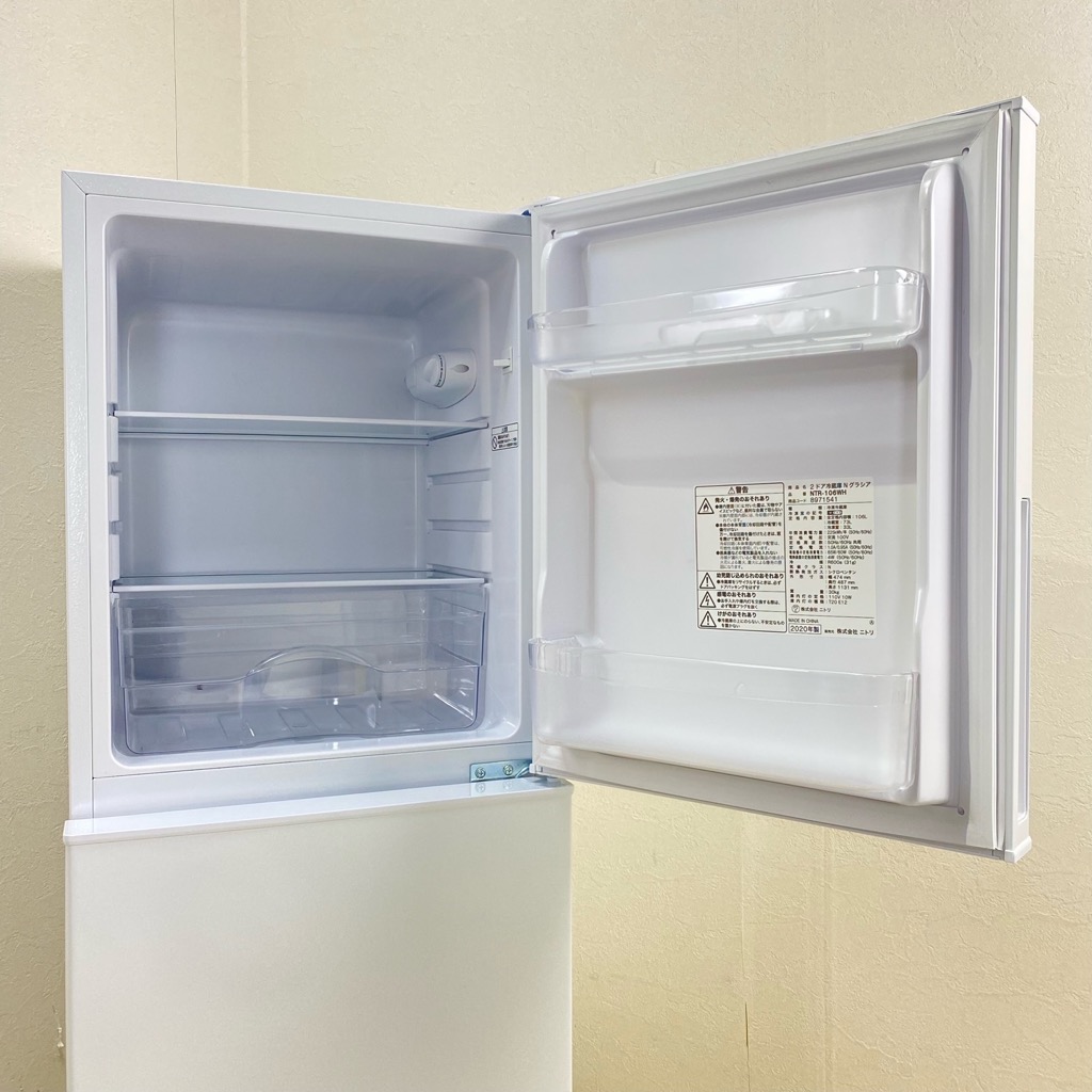 中古 高年式 2ドア冷蔵庫 小さい ニトリNTR-106WH 2020年製 106L