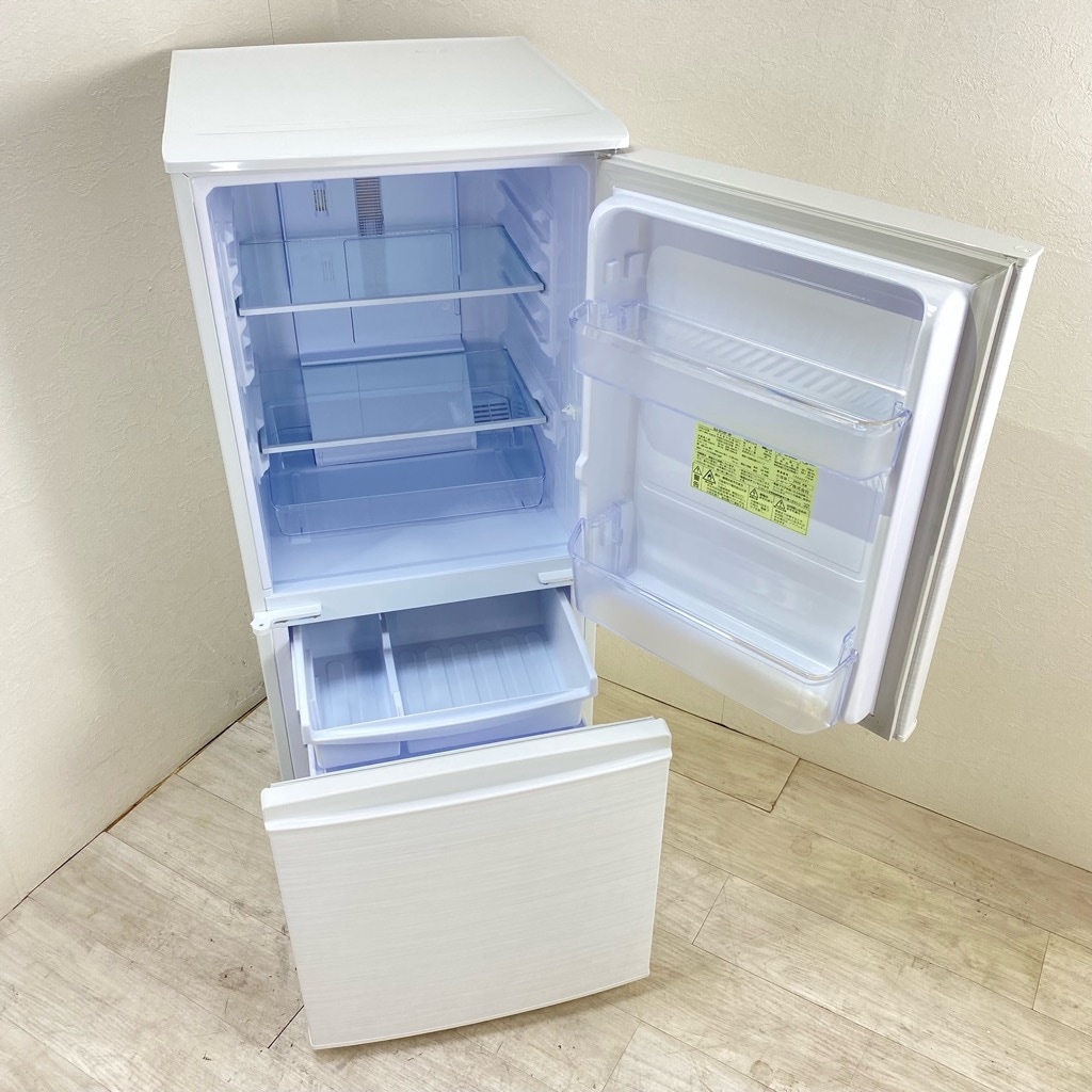 中古 137L つけかえどっちもドア 2ドア冷蔵庫 シャープ SJ-D14F-W 2020